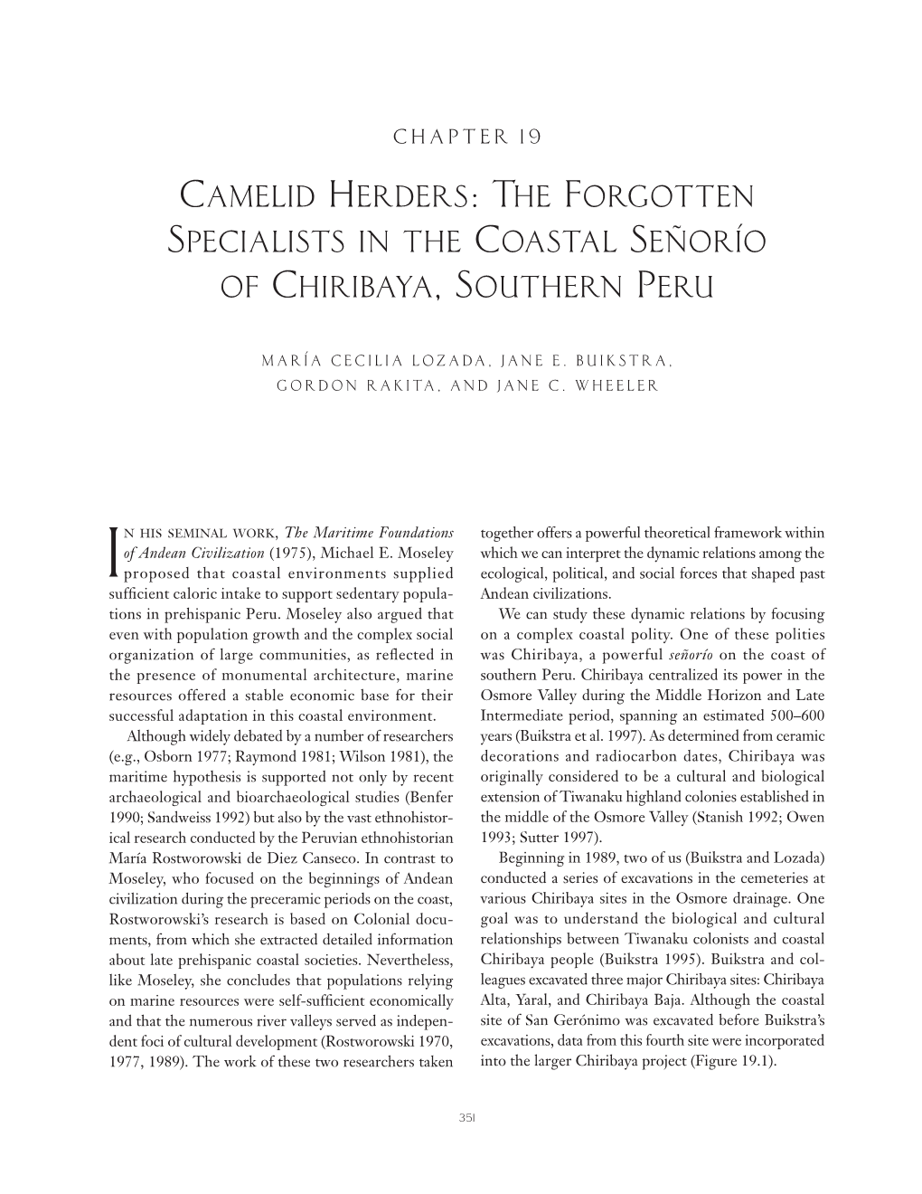 Camelid Herders: the Forgotten Specialists in the Coastal Señorío of Chiribaya, Southern Peru