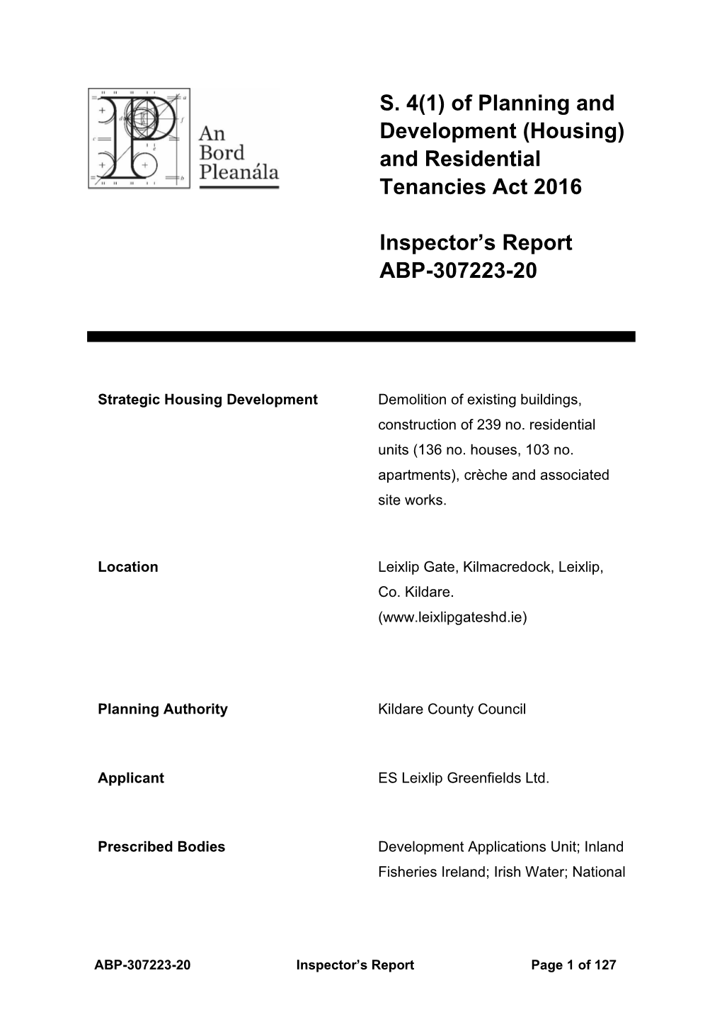 And Residential Tenancies Act 2016 Inspector's Report ABP-307223-20