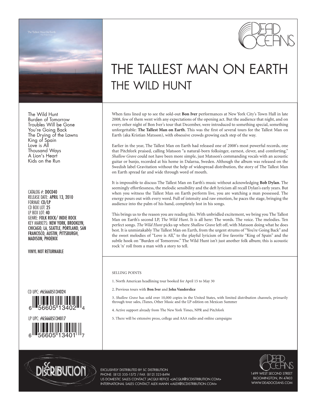 The Tallest Man on Earth the Wild Hunt