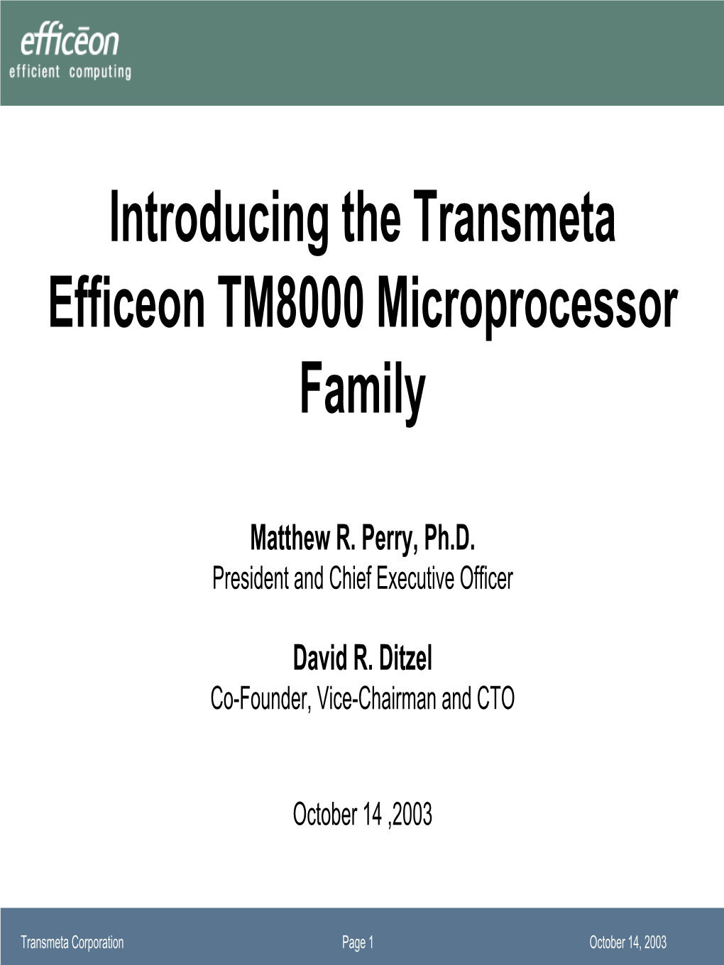 Introducing the Transmeta Efficeon TM8000 Microprocessor Family