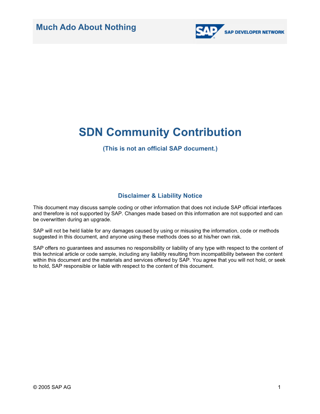 SDN Community Contribution