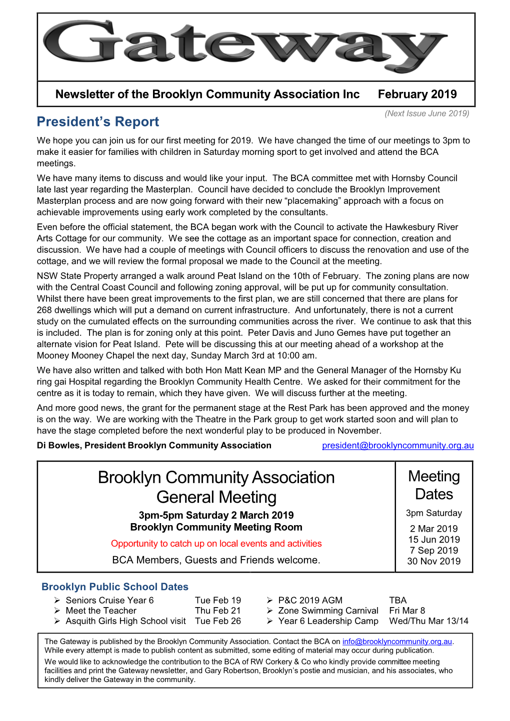 Brooklyn Community Association General Meeting