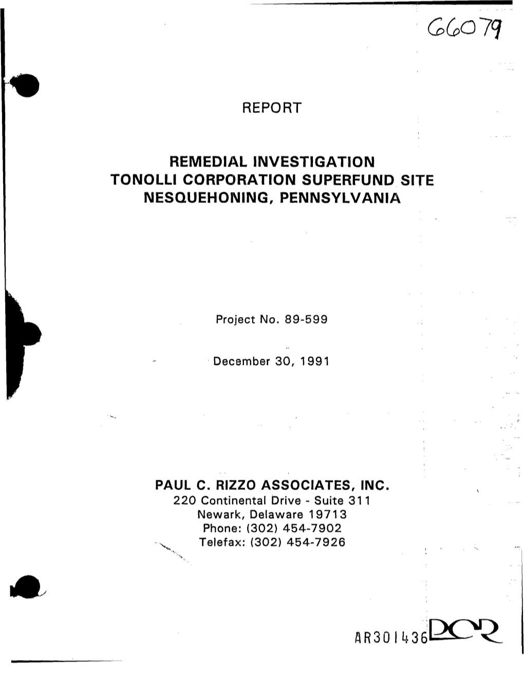 Report Remedial Investigation Tonolli Corporation