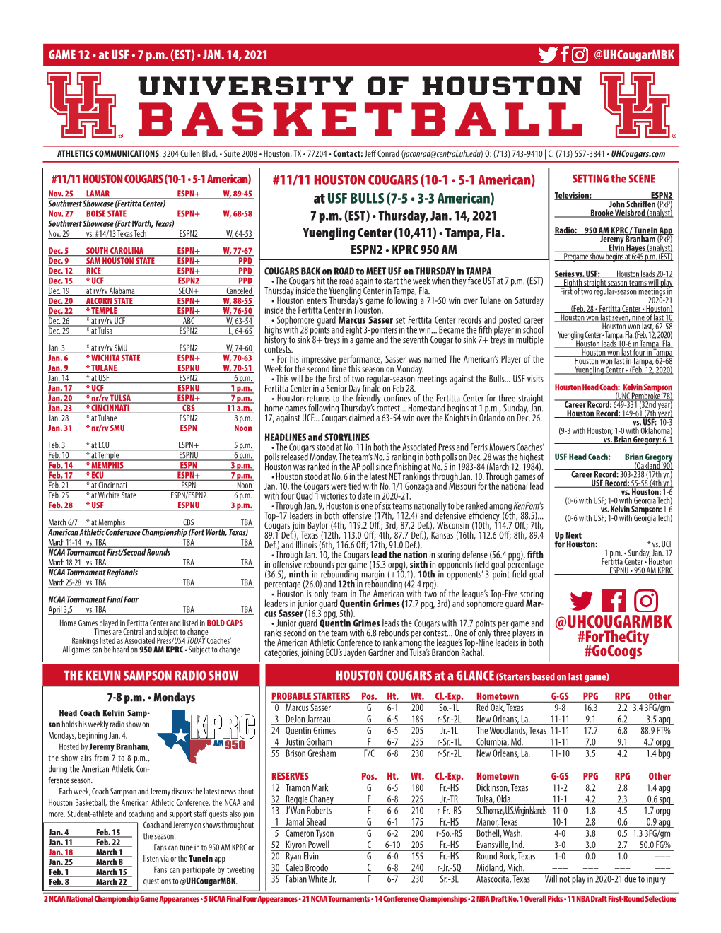 BASKETBALL ATHLETICS COMMUNICATIONS: 3204 Cullen Blvd