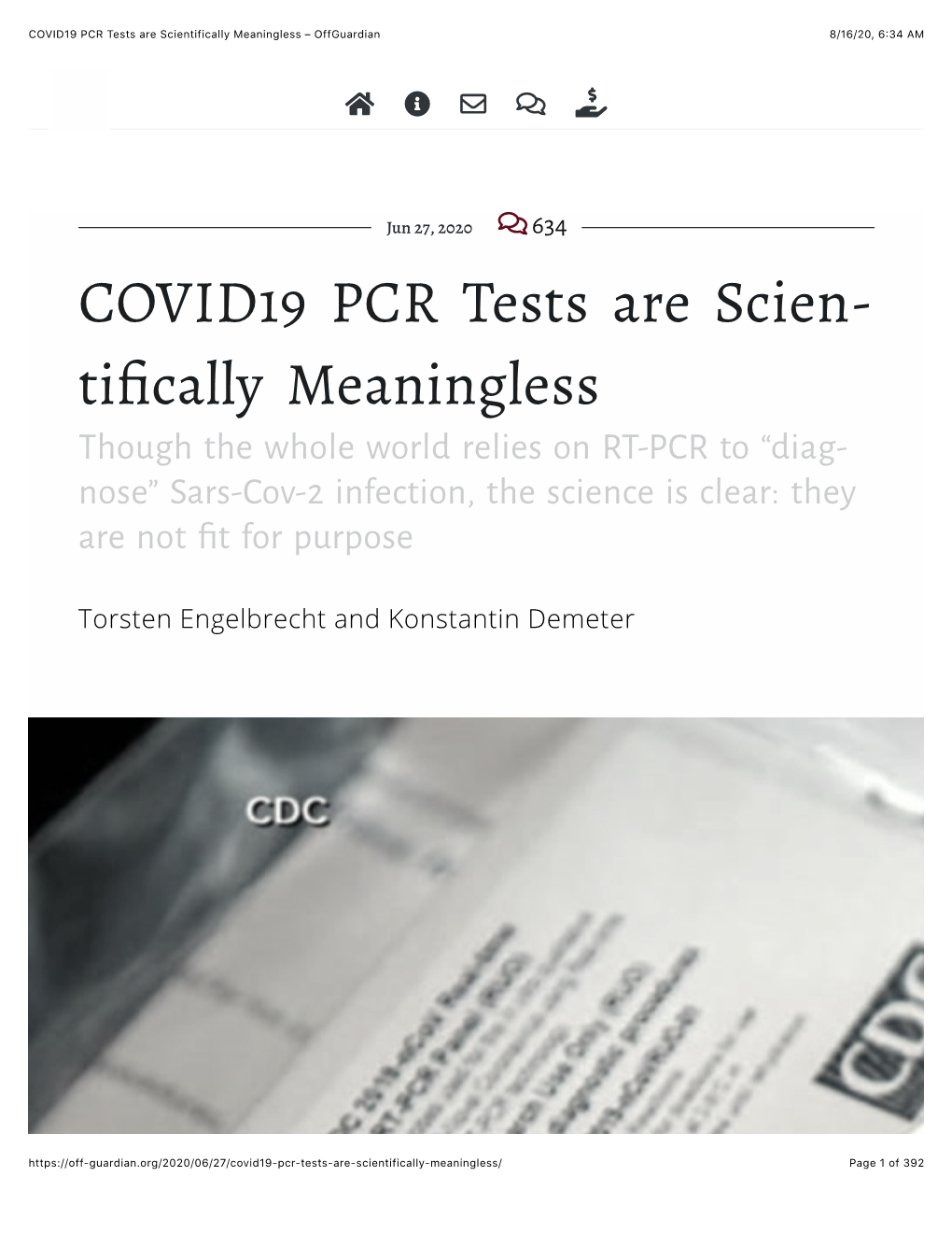 COVID19 PCR Tests Are Scientifically Meaningless – Offguardian 8/16/20, 6:34 AM