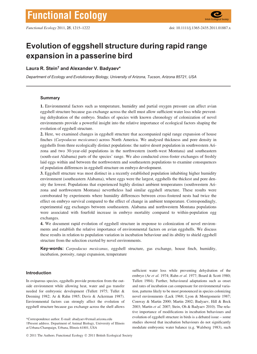 Evolution of Eggshell Structure During Rapid Range Expansion in a Passerine Bird