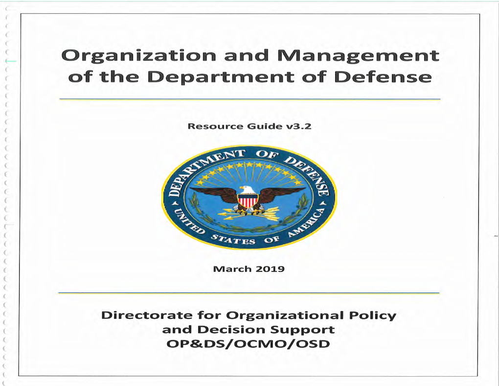 Organization and Management of the Department of Defense