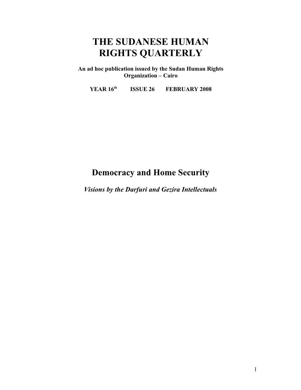 The Sudanese Human Rights Quarterly s1