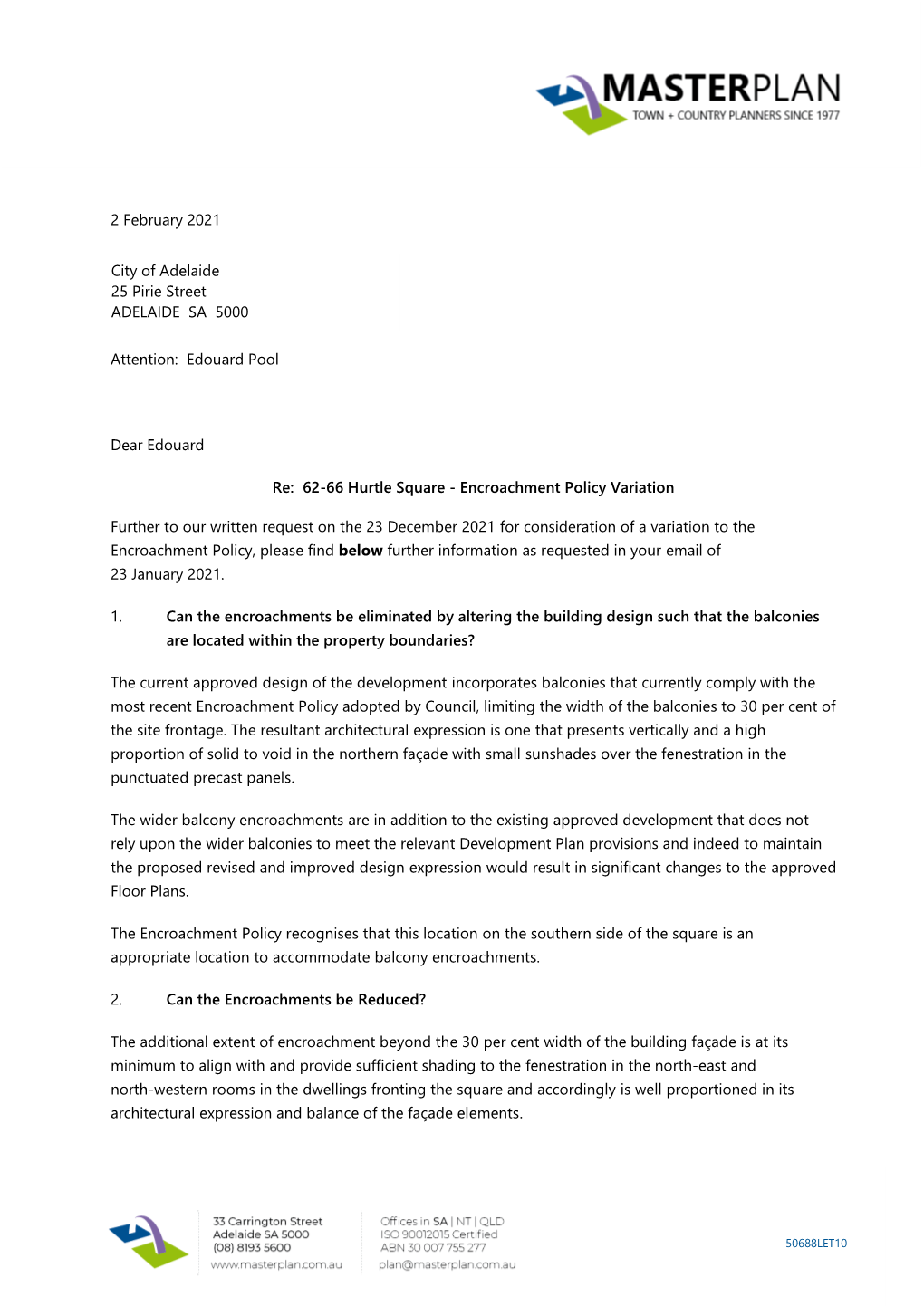 62-66 Hurtle Square - Encroachment Policy Variation