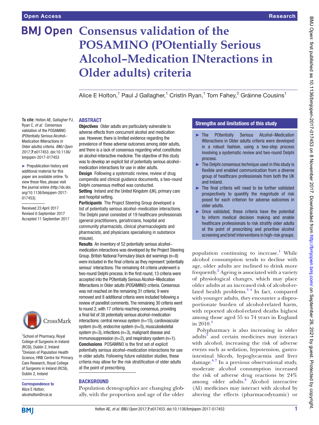 Potentially Serious Alcohol–Medication Interactions in Older Adults) Criteria
