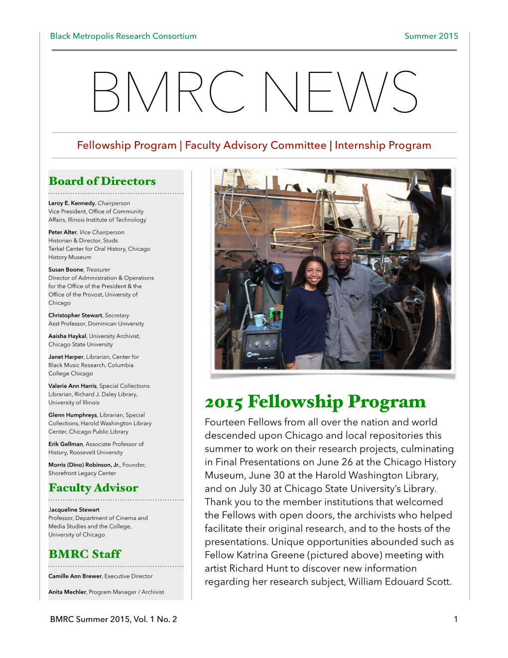 BMRC Summer 2015 Newsletter