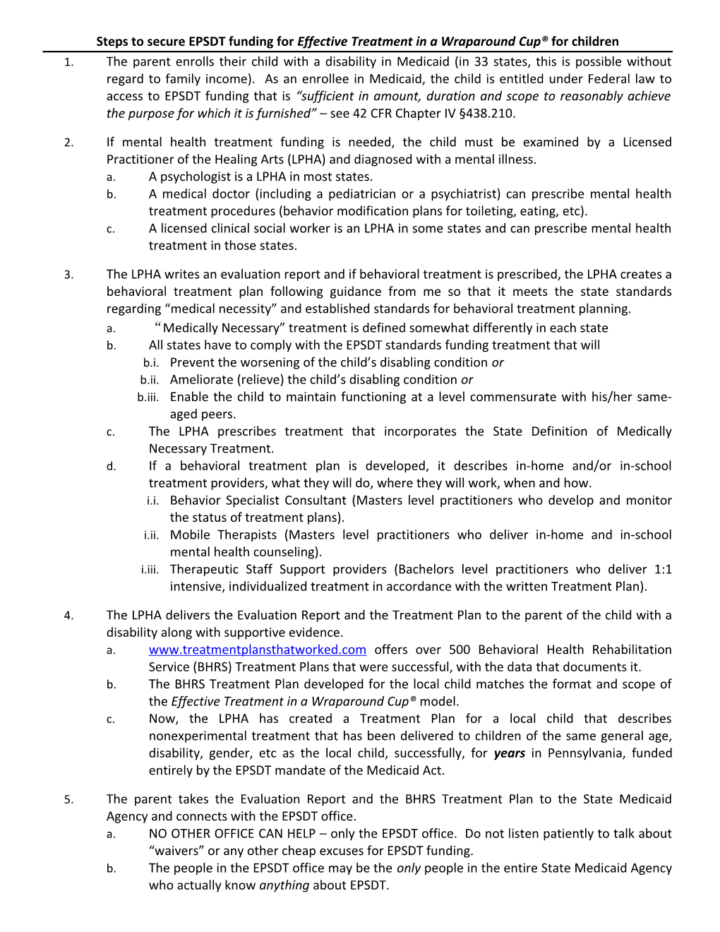 Steps to Secure EPSDT Funding for Effective Treatment in a Wraparound Cup for Children