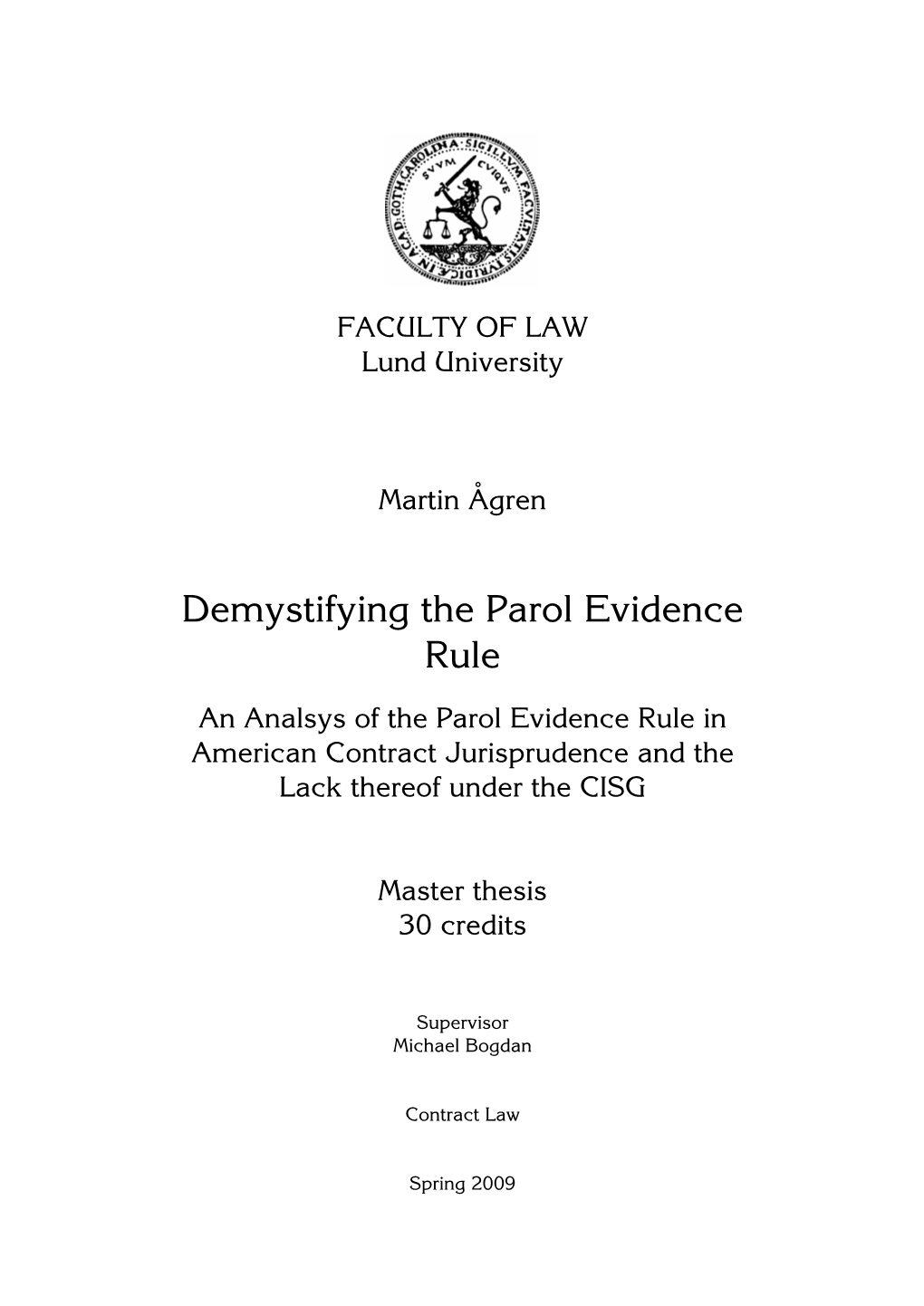 Demystifying the Parol Evidence Rule