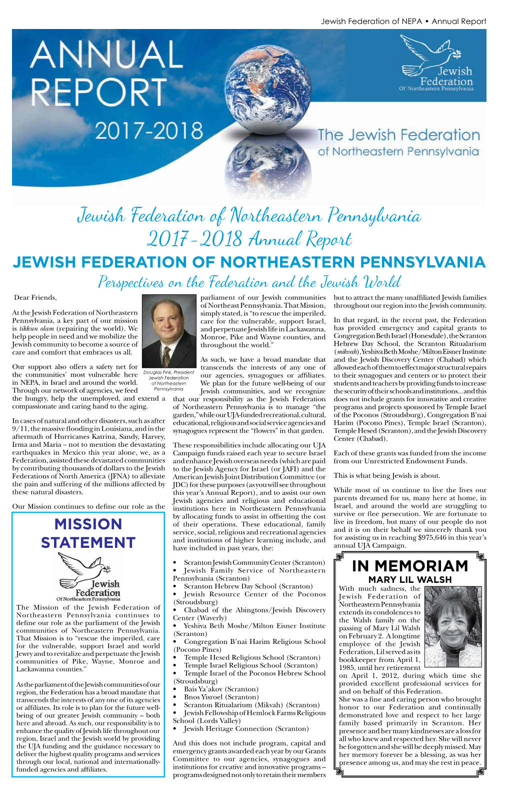 Jewish Federation of Northeastern Pennsylvania 2017-2018 Annual