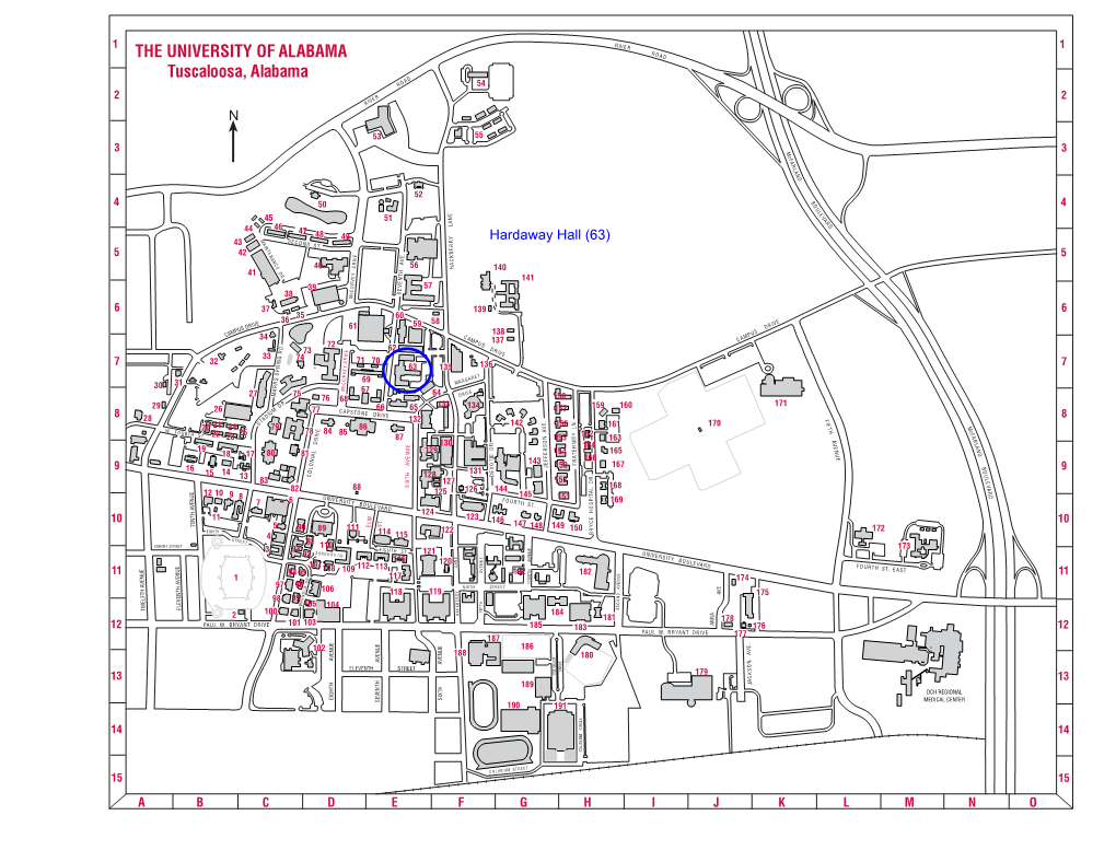 Campus Map to Hardaway Hall
