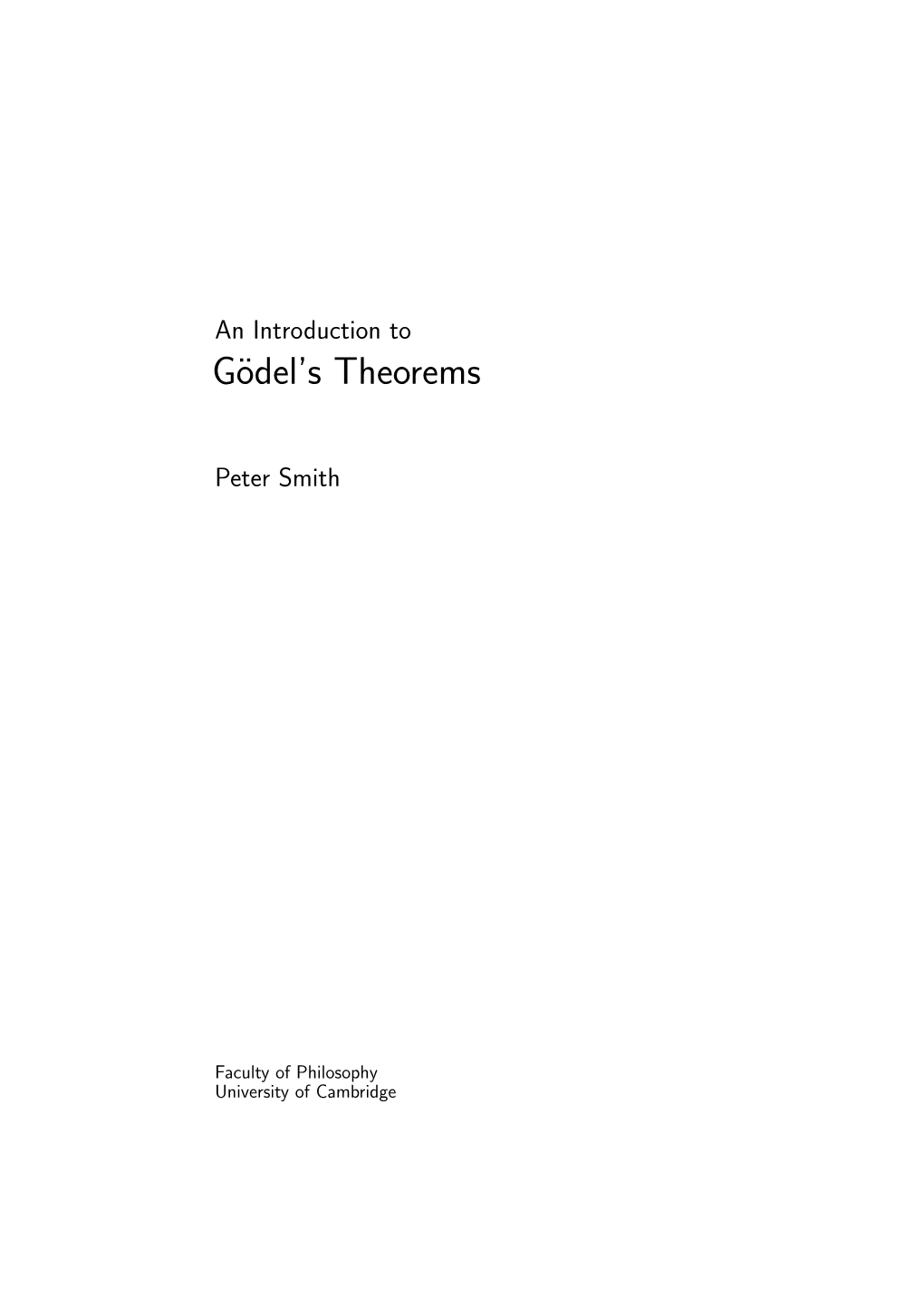 An Introduction to G¨Odel’Stheorems