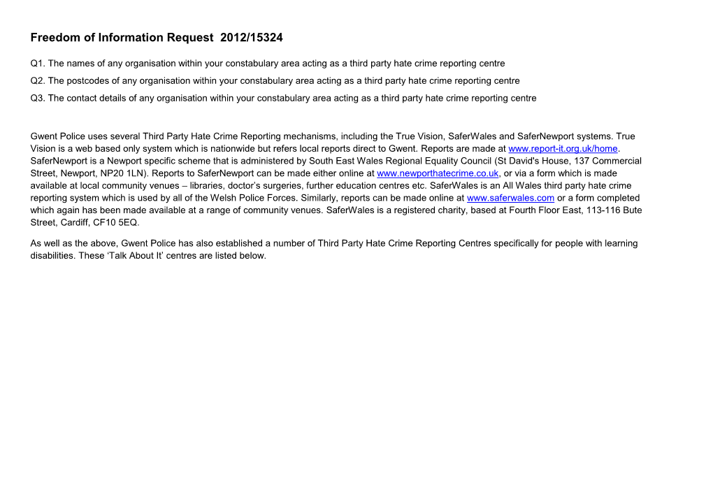 Freedom of Information Request 2012/15324