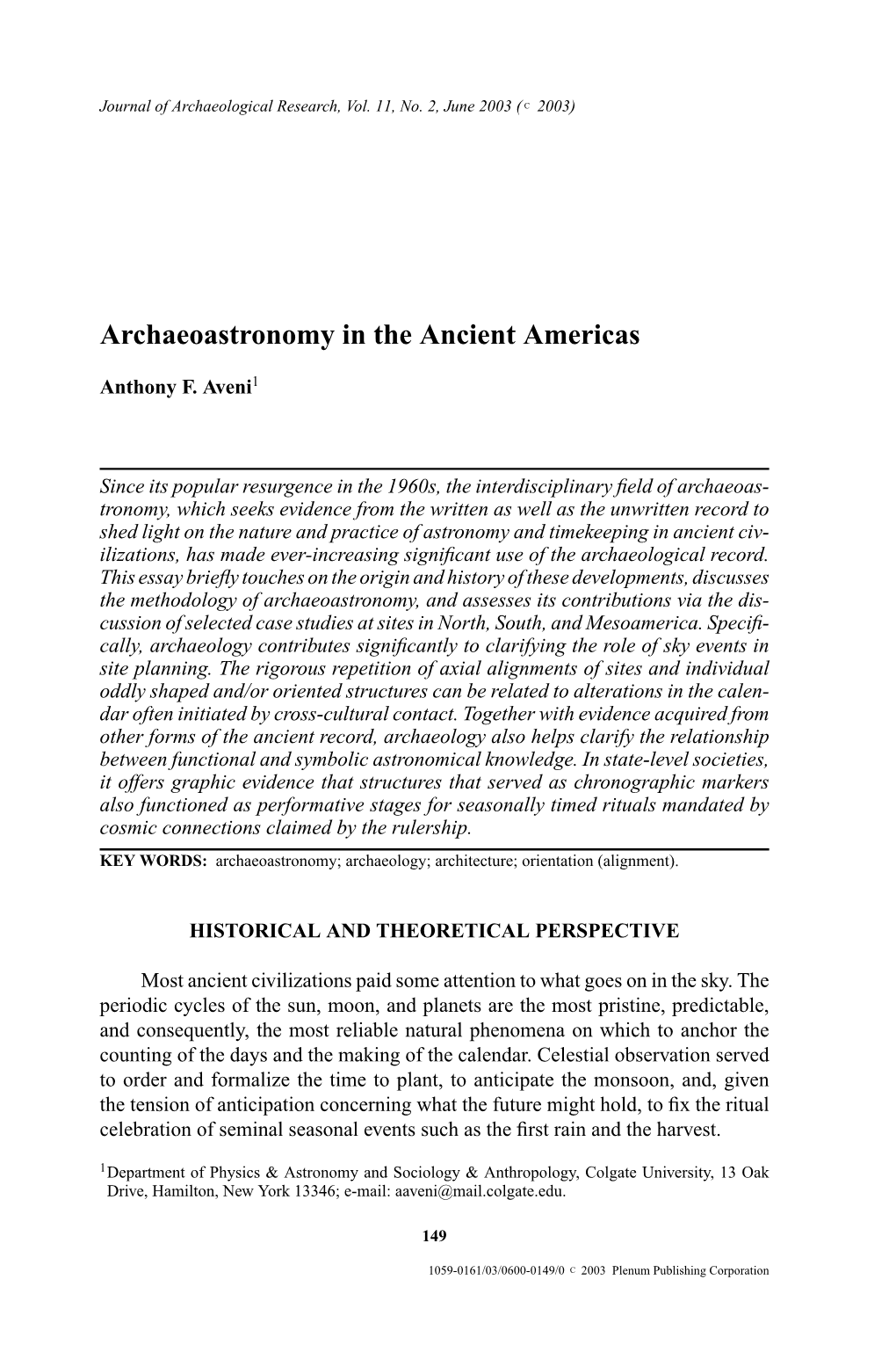 Archaeoastronomy in the Ancient Americas