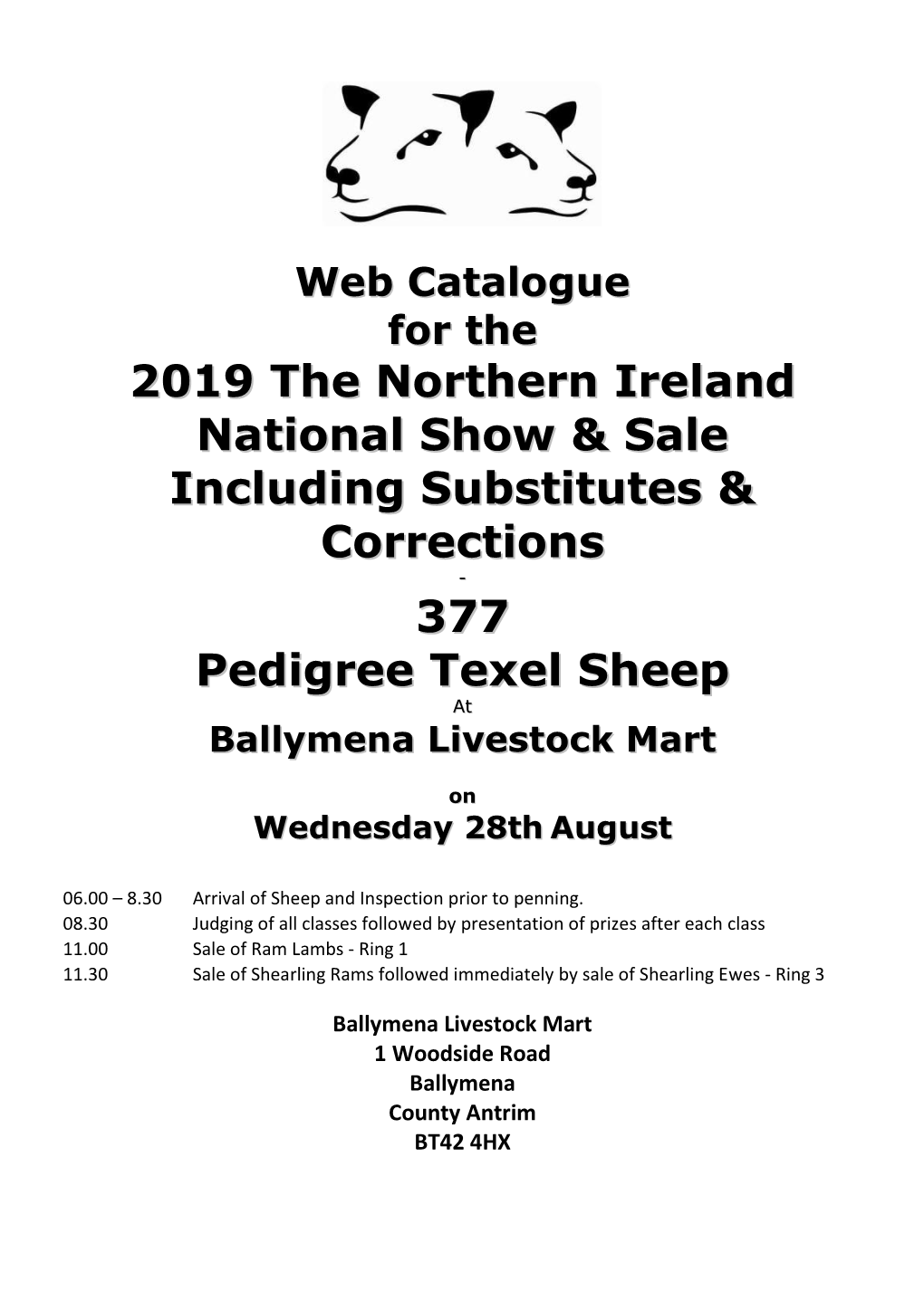2019 the Northern Ireland National Show & Sale Including Substitutes