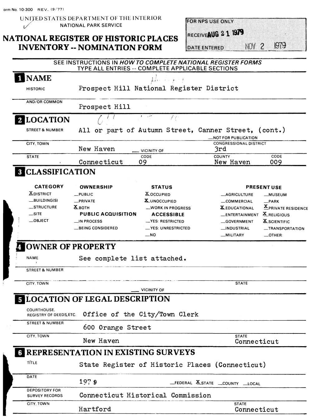 National Register of Historic Places Inventory -- Nomination Form