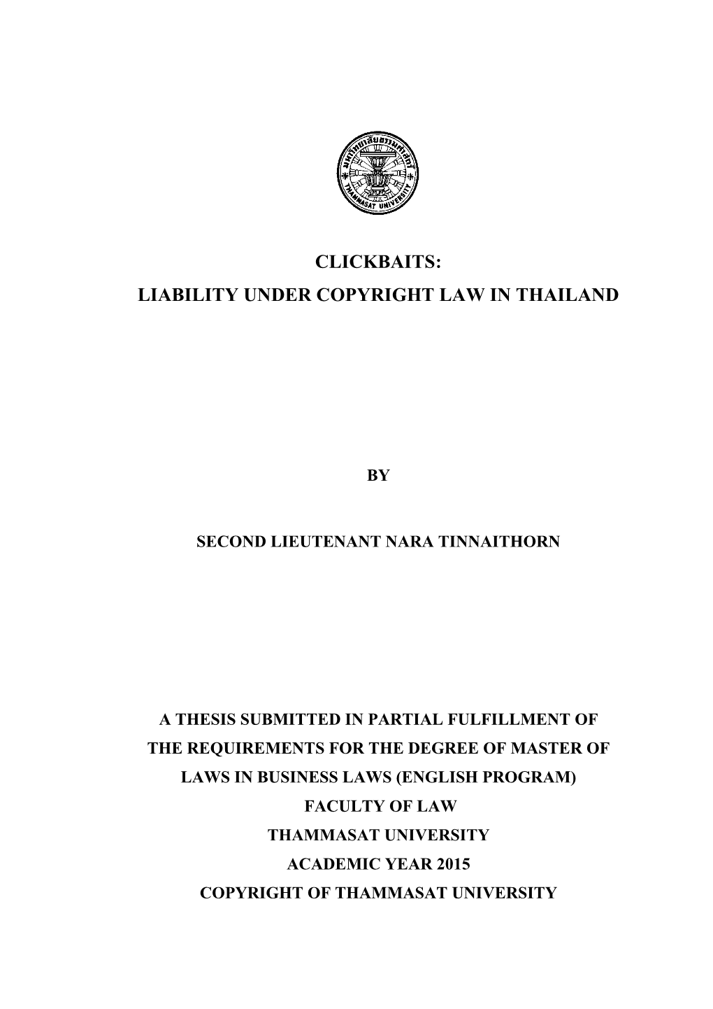 Liability Under Copyright Law in Thailand, CLICKBAITS