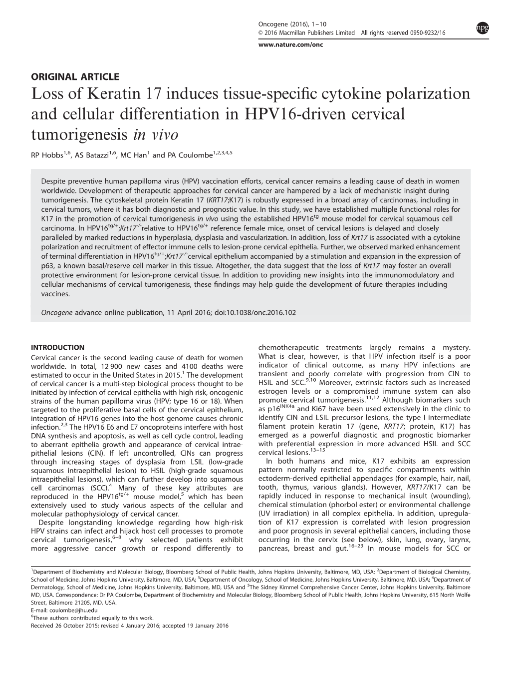 Loss of Keratin 17 Induces Tissue-Specific Cytokine Polarization