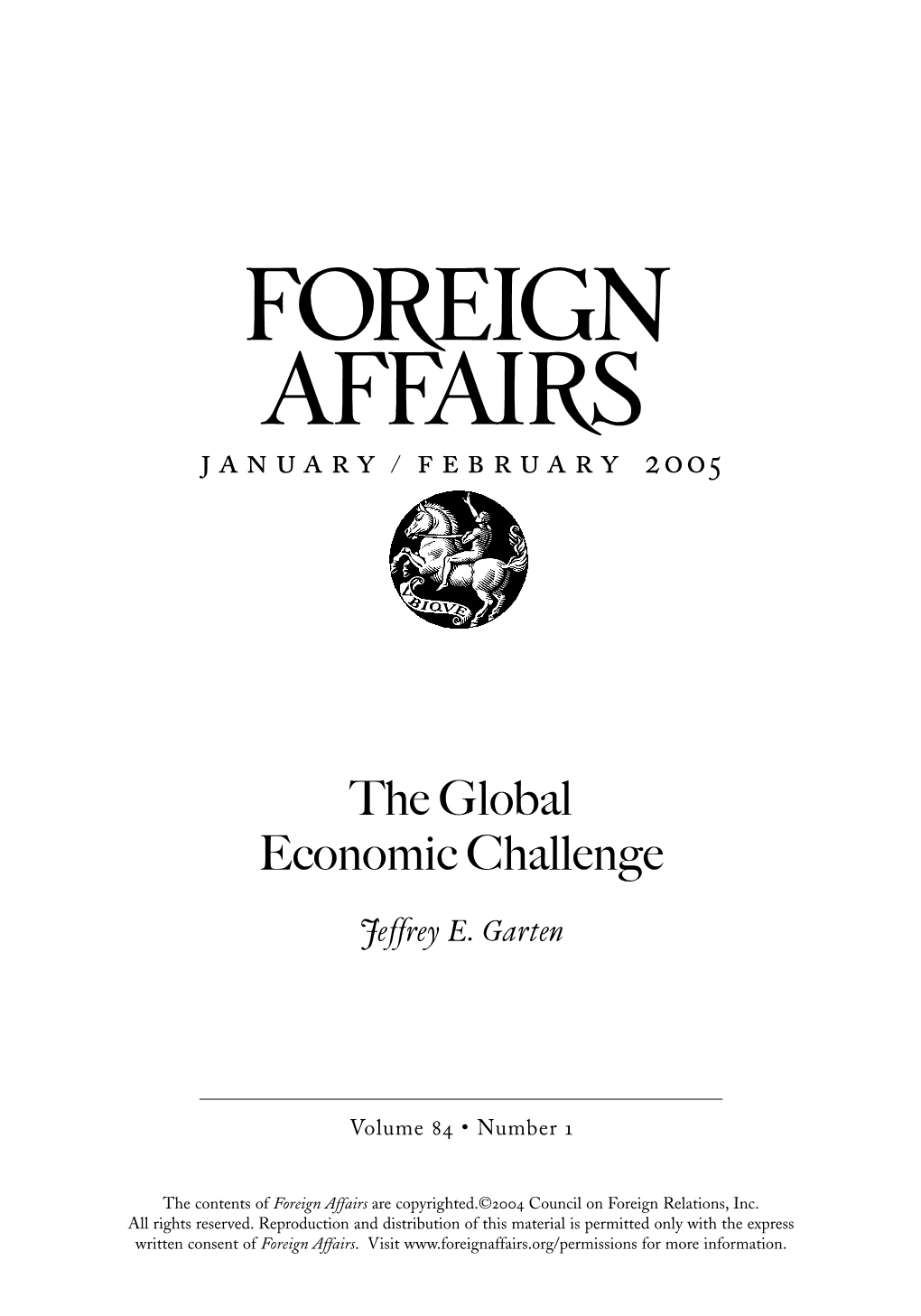 The Global Economic Challenge Jeffrey E