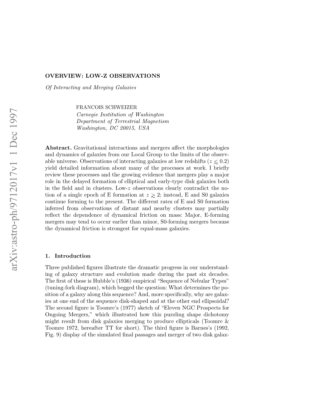 Overview: Low-Z Observations of Interacting and Merging Galaxies