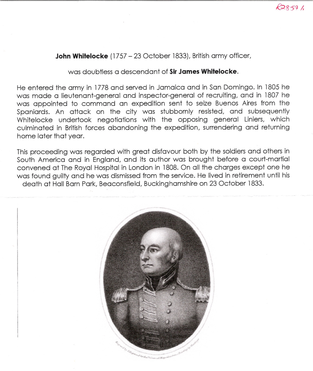 John Whitelocke (1757- 23 October 1833),Britisharmy Officer