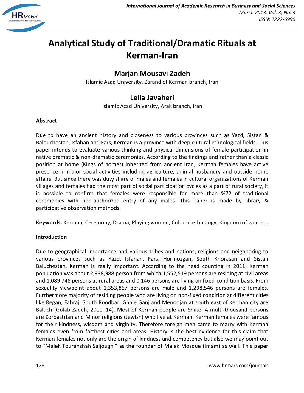 Analytical Study of Traditional/Dramatic Rituals at Kerman-Iran