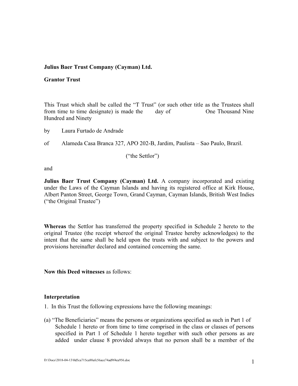 Julius Baer Trust Company (Cayman) Ltd