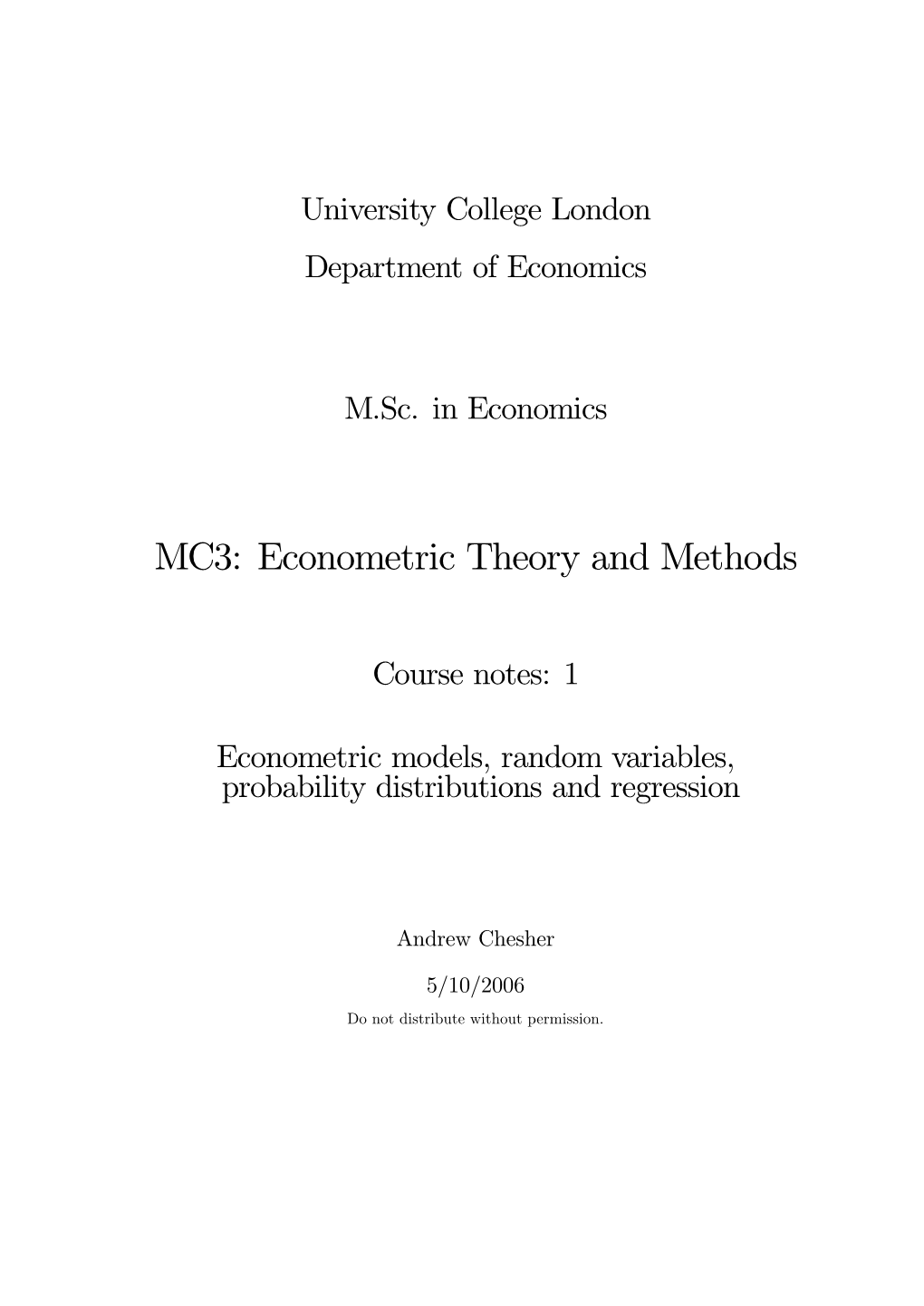 Econometric Theory and Methods