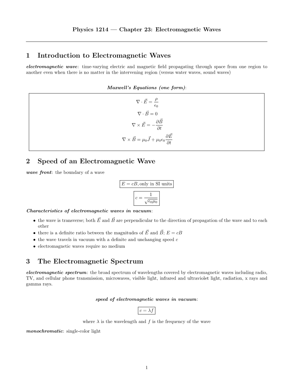 1 Introduction to Electromagnetic Waves