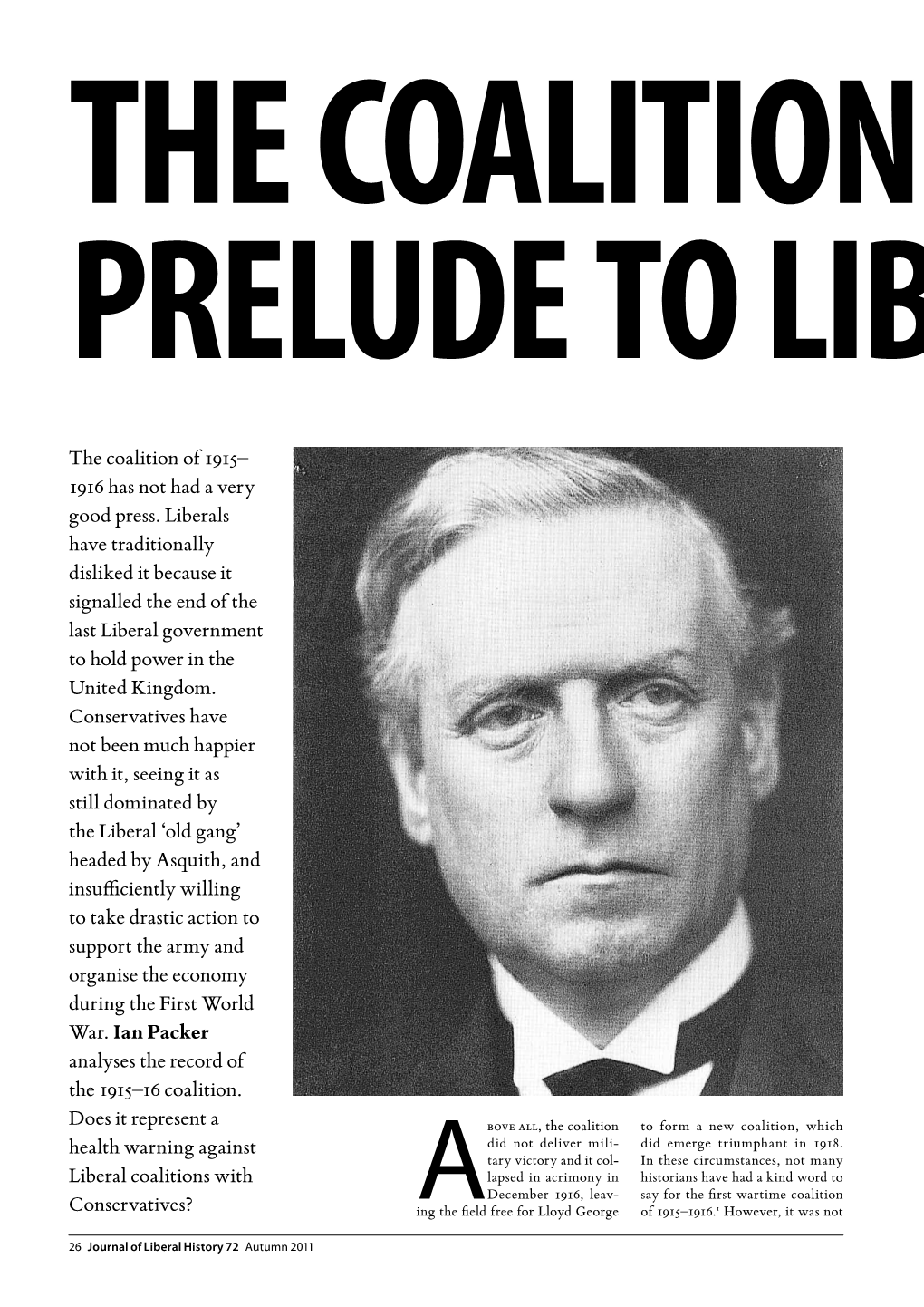 The Coalition of 1915 – 1916 Prelude to Liberal Disaster