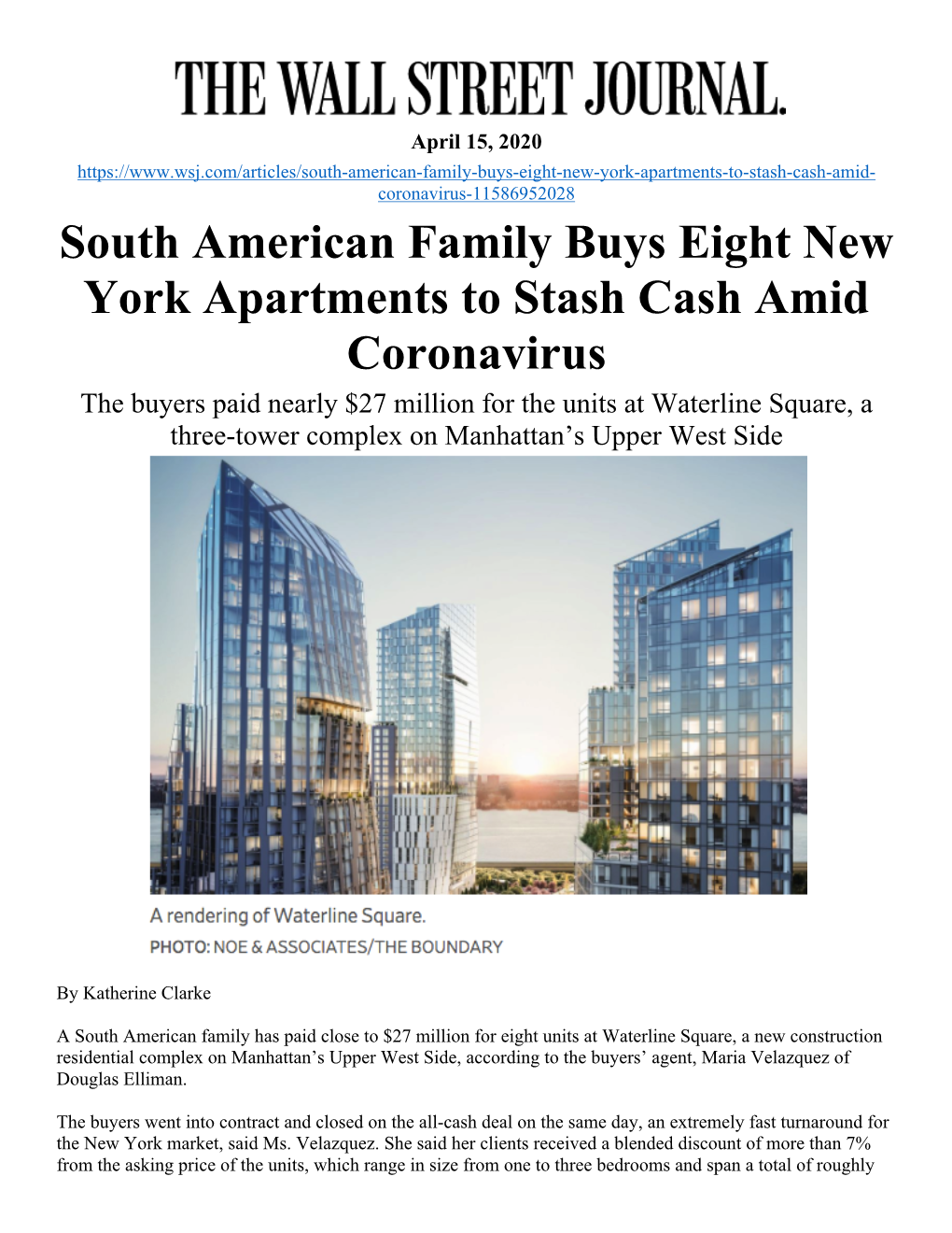 South American Family Buys Eight New York Apartments to Stash Cash Amid Coronavirus