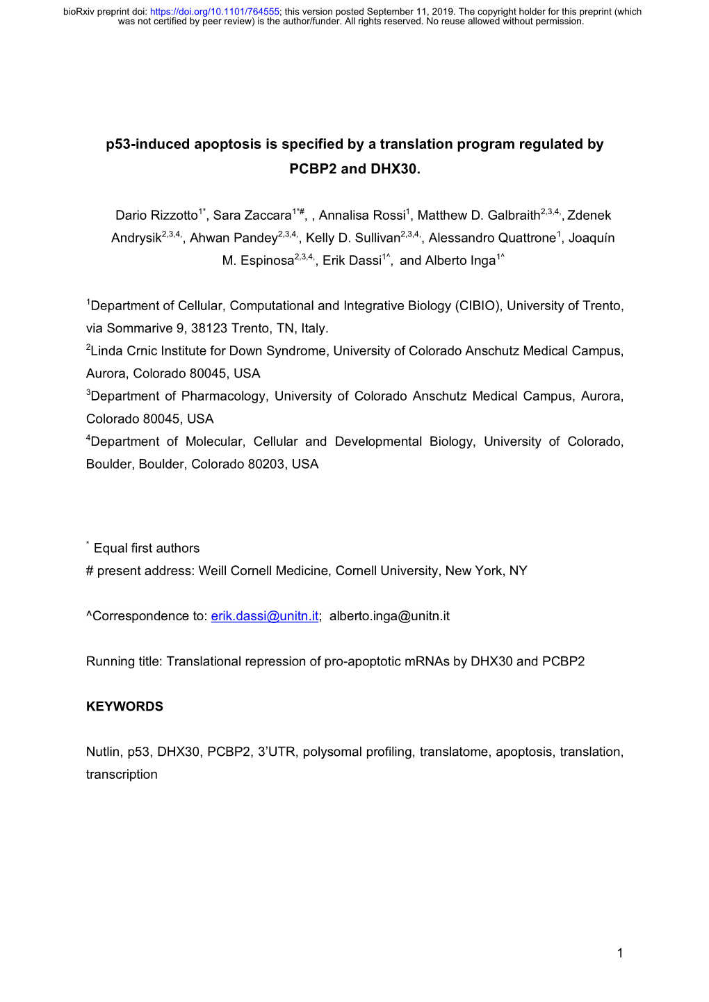 P53-Induced Apoptosis Is Specified by a Translation Program Regulated by PCBP2 and DHX30