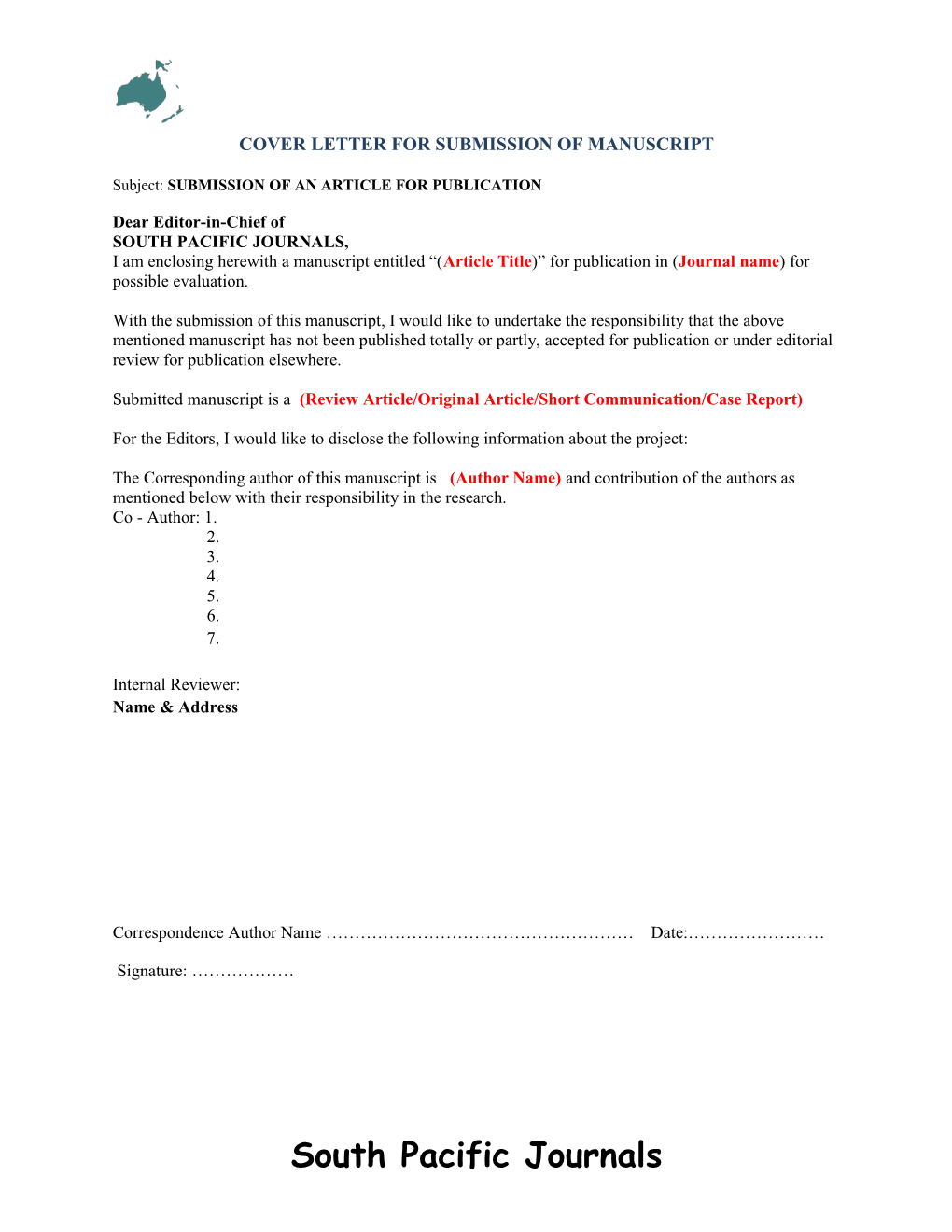 Cover Letter for Submission of Manuscript s1