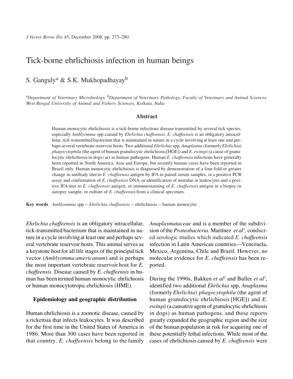 Tick-Borne Ehrlichiosis Infection in Human Beings