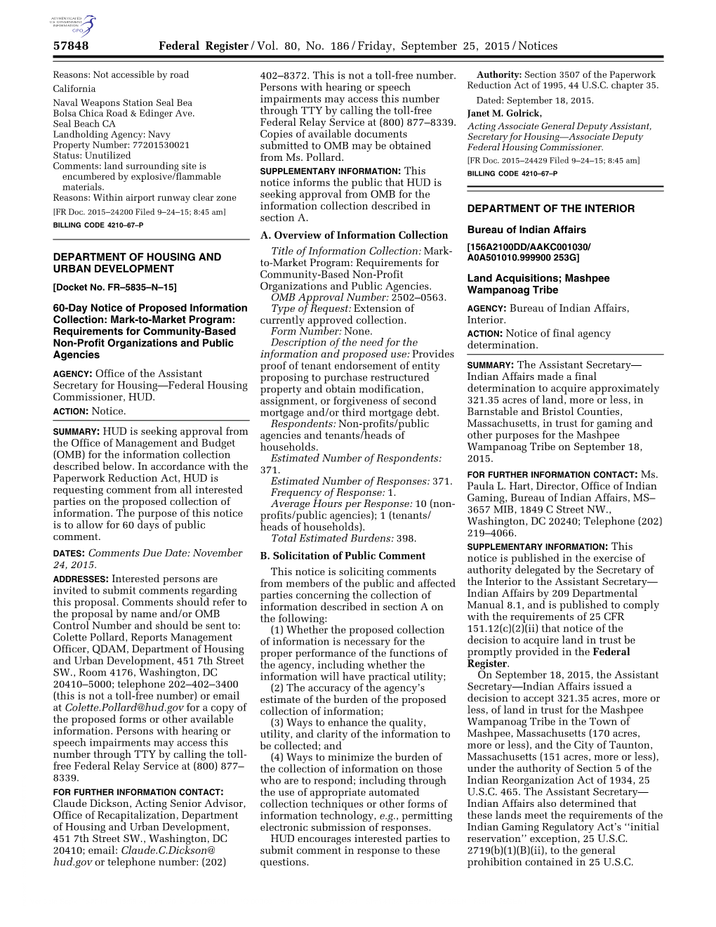 Federal Register/Vol. 80, No. 186/Friday, September 25, 2015