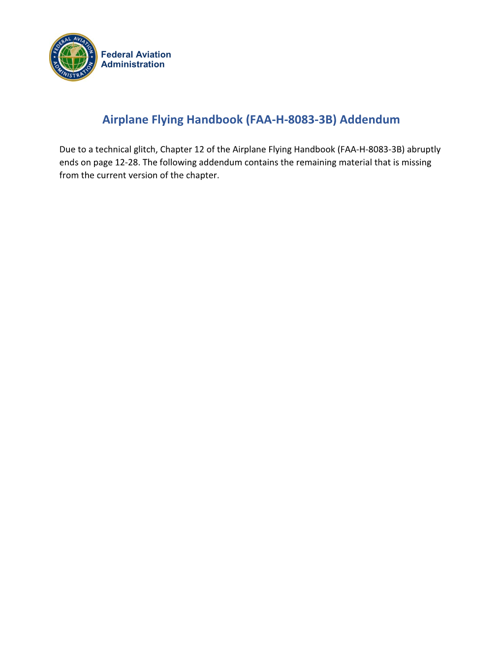 Airplane Flying Handbook Chapter 12 Addendum