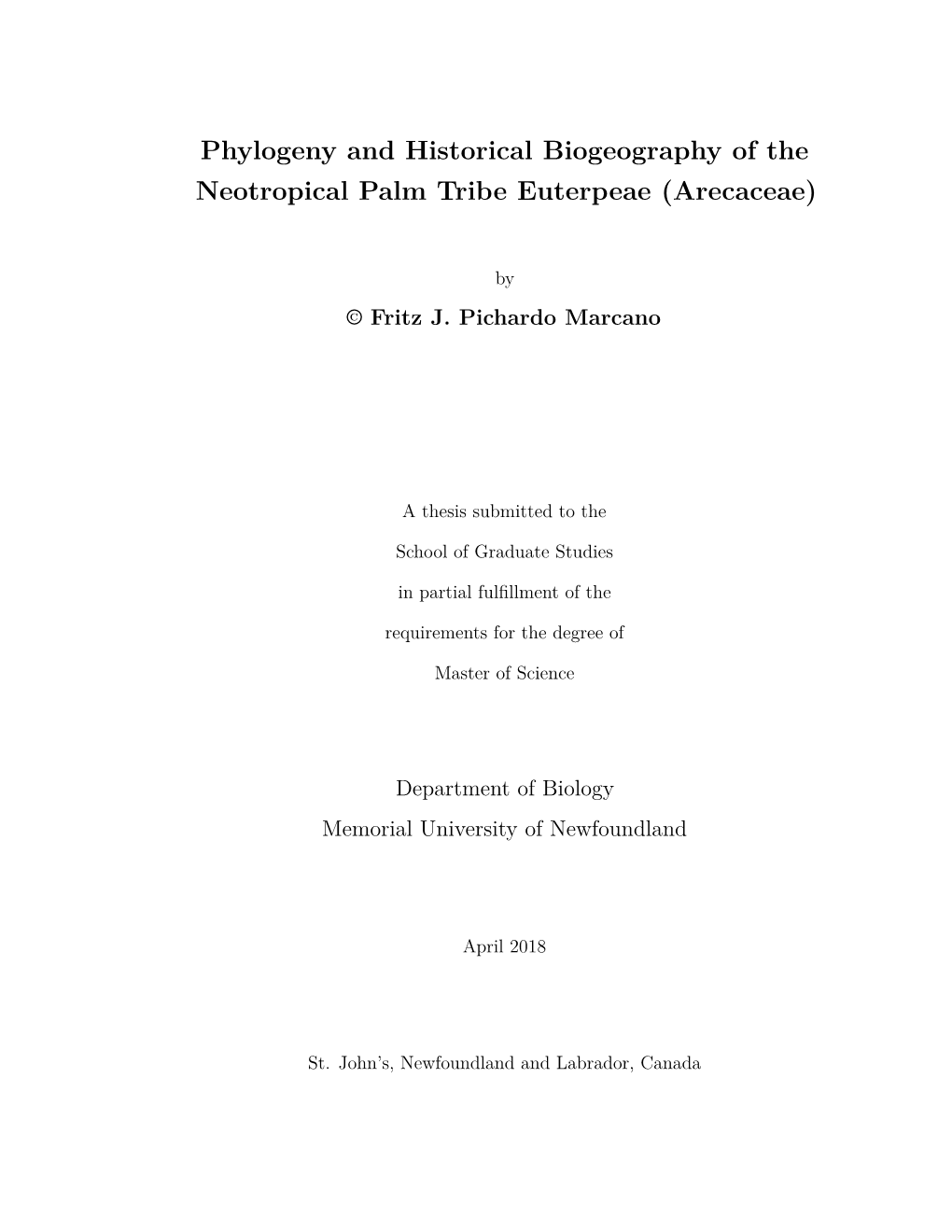 Phylogeny and Historical Biogeography of the Neotropical Palm Tribe Euterpeae (Arecaceae)