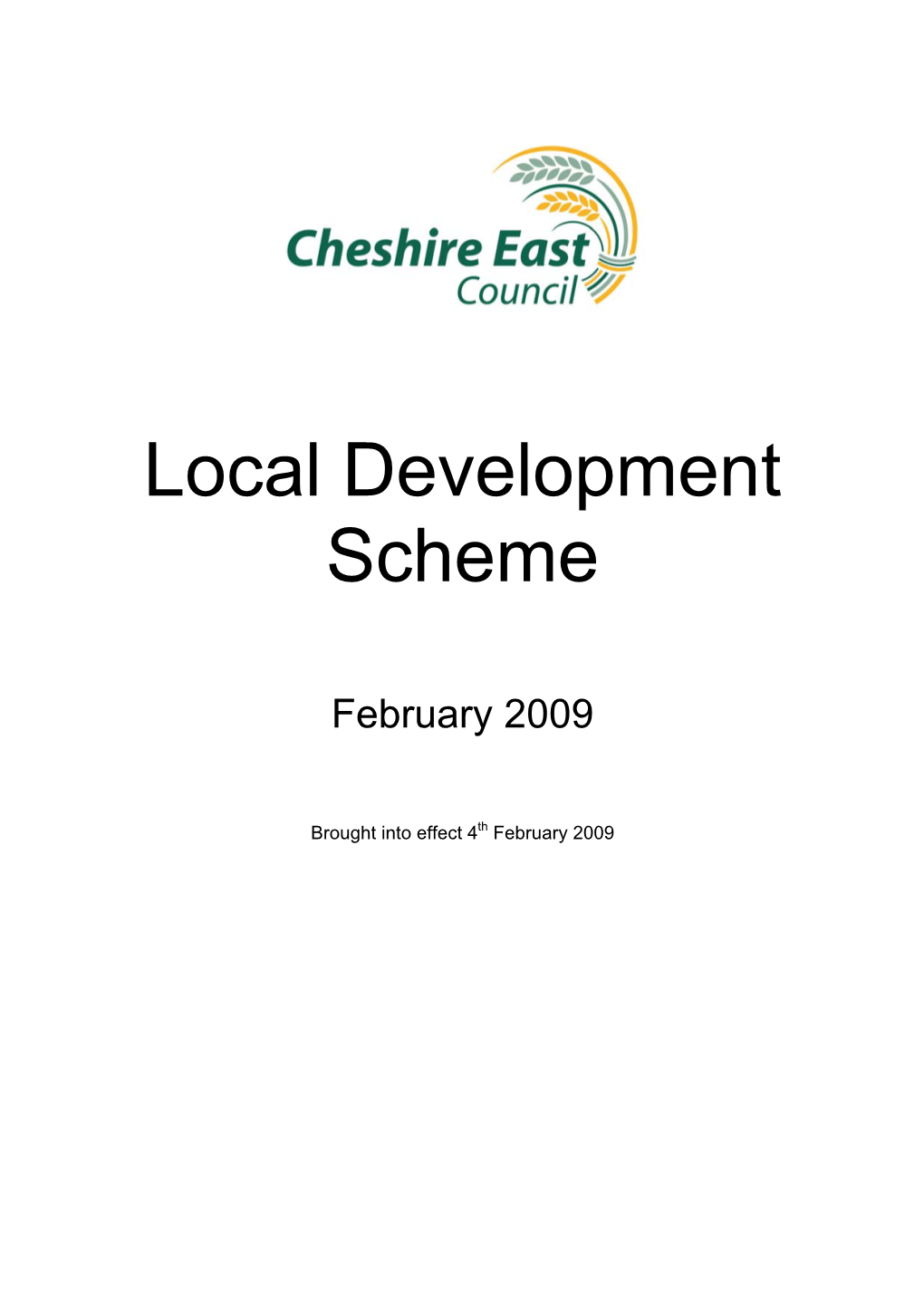 Cheshire East Council’S Scheme for the Next Three Years and Beyond