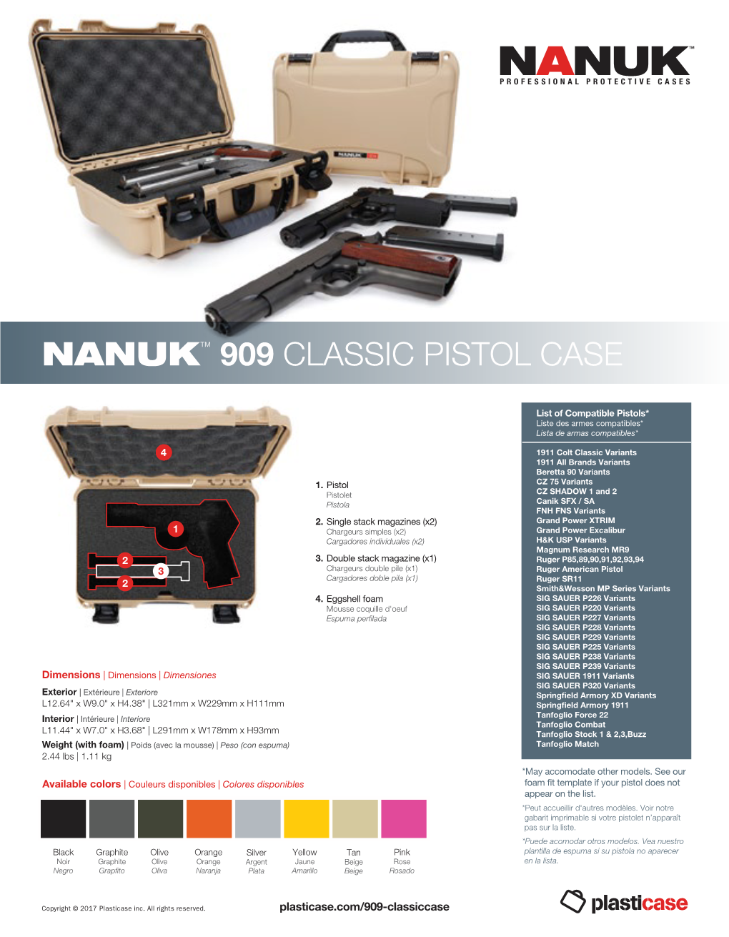 Nanuk™ 909 Classic Pistol Case