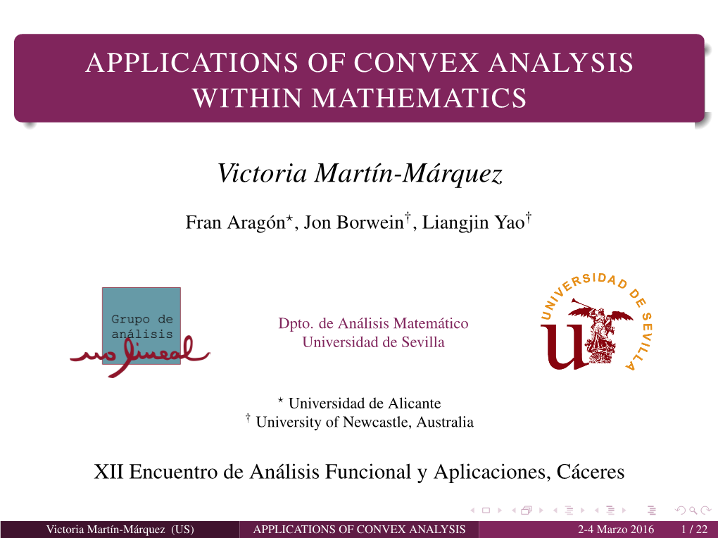 Applications of Convex Analysis Within Mathematics