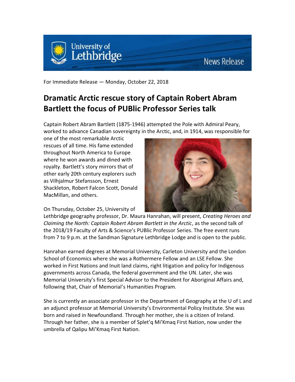 Dramatic Arctic Rescue Story of Captain Robert Abram Bartlett the Focus of Public Professor Series Talk