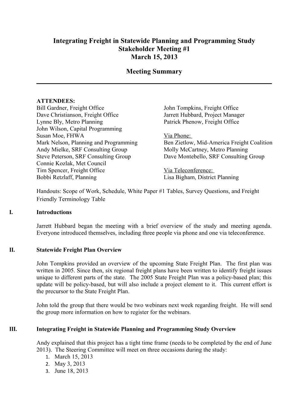 Integrating Freight in Statewide Planning and Programming Study