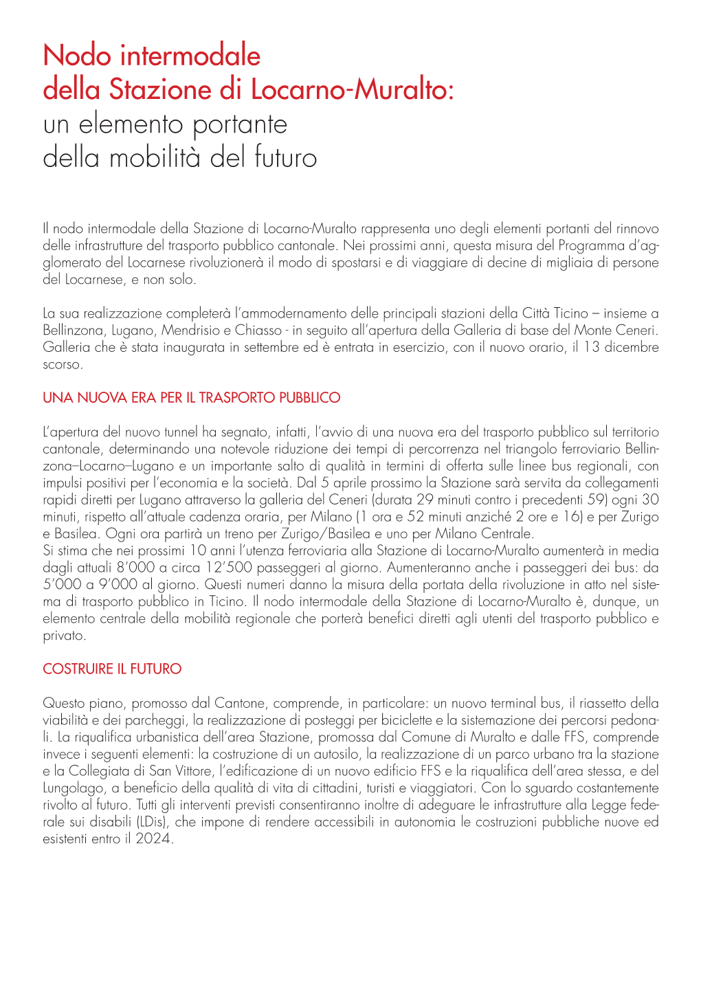 Nodo Intermodale Della Stazione Di Locarno-Muralto: Un Elemento Portante Della Mobilità Del Futuro