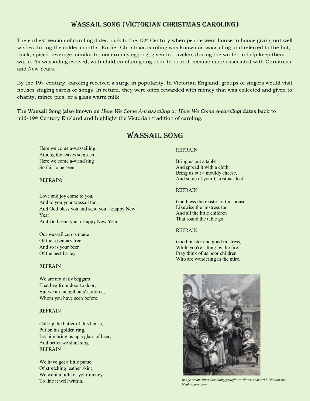 Wassail Song (Victorian Christmas Caroling)