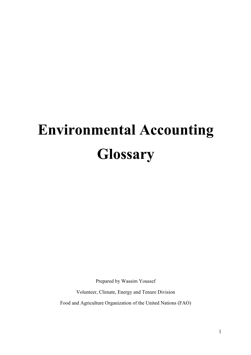 Environmental Accounting Glossary