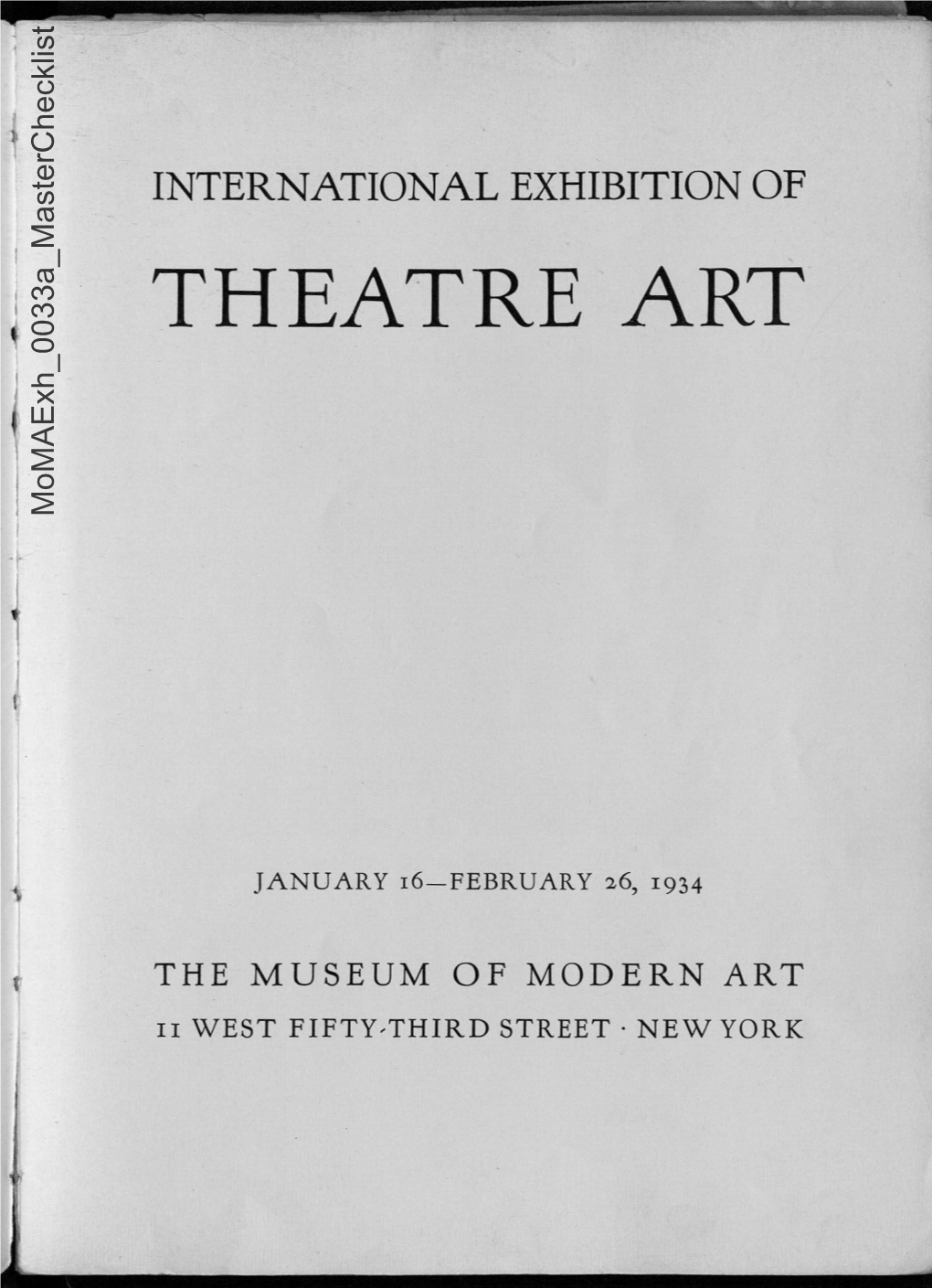 THEATRE·· ART Momaexh 0033A Masterchecklist